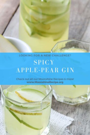 Get the Recipe for this Spicy Apple Pear Moonshine! A wonderful infusion for those who love a good gin but want to spice it up!