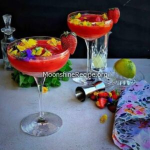 Strawberry Daiquiri with a Minty Sorbet Twist
