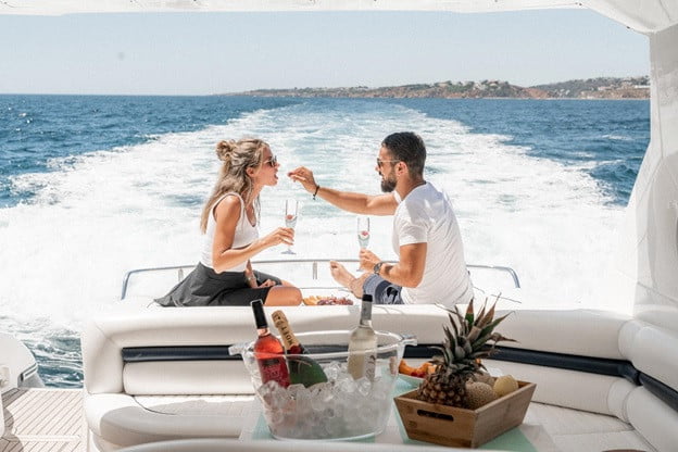 couple enjoying on yacht