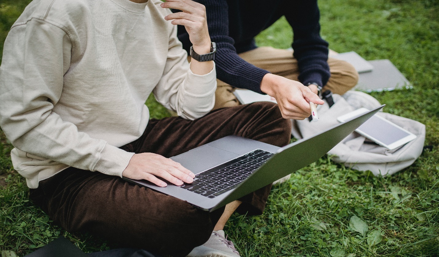 student using laptop